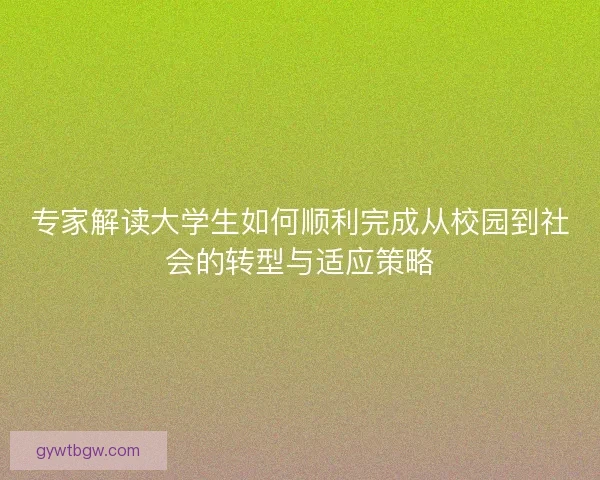 专家解读大学生如何顺利完成从校园到社会的转型与适应策略
