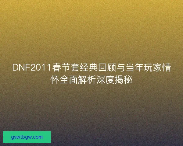 DNF2011春节套经典回顾与当年玩家情怀全面解析深度揭秘