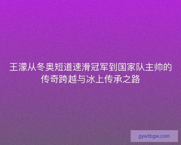 王濛从冬奥短道速滑冠军到国家队主帅的传奇跨越与冰上传承之路